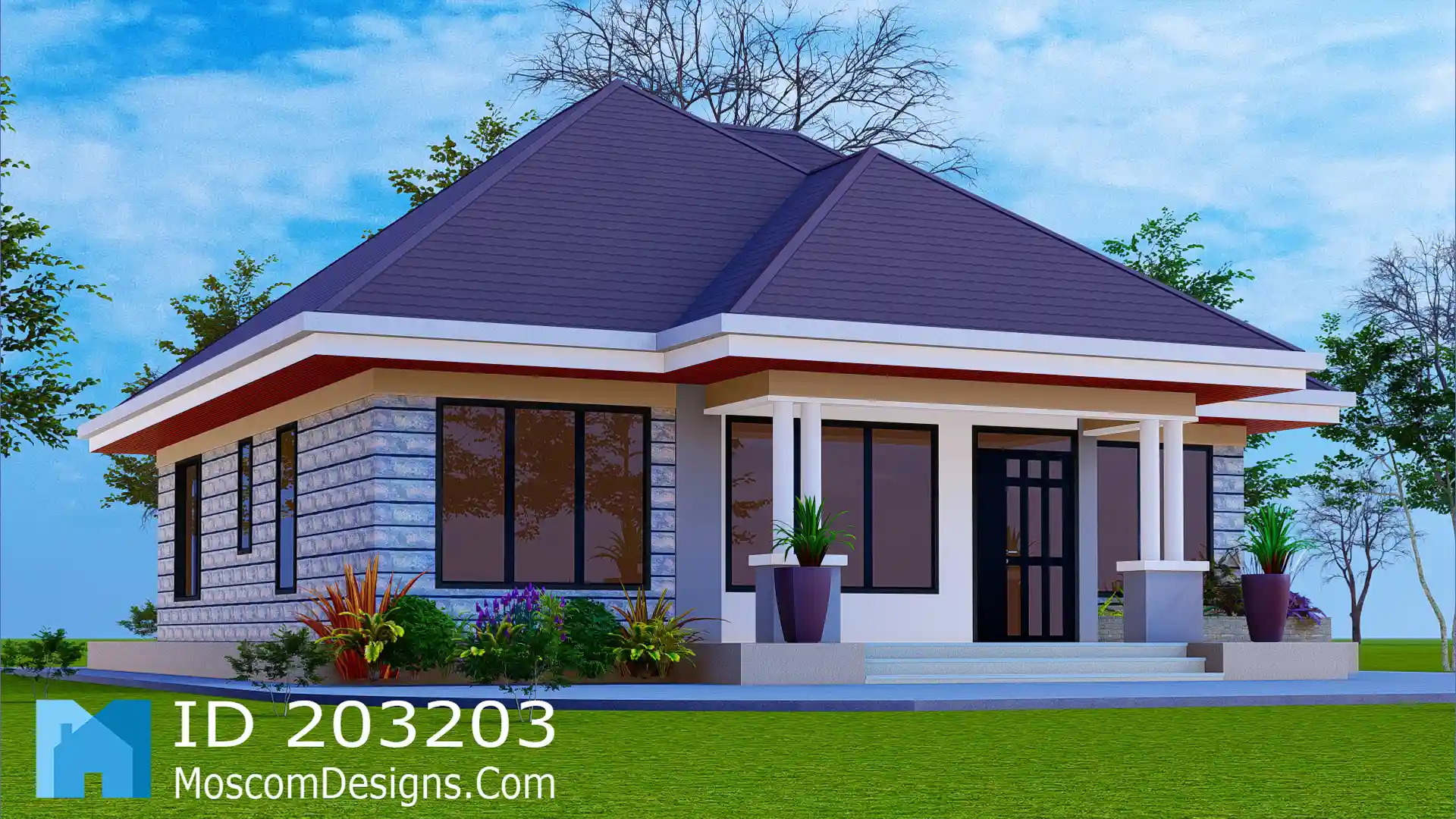 Simple 3-bedroom house plan for modern living plus | ID 203203