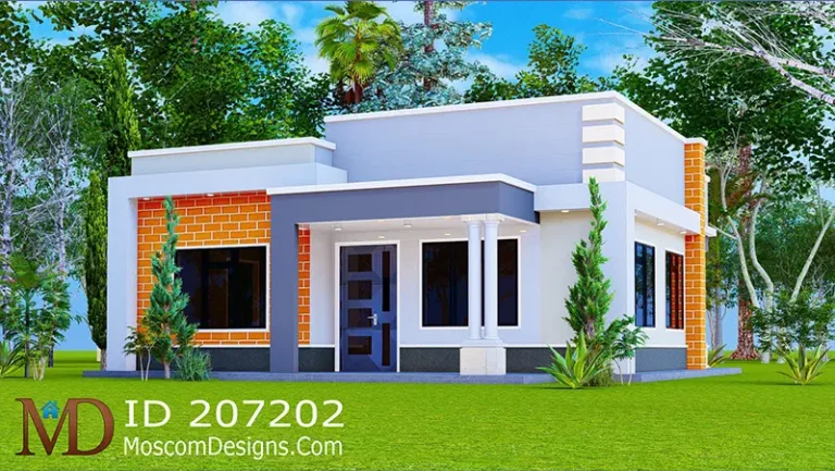 2 Bedroom House Plan: Modern Bungalow Design | ID 207202