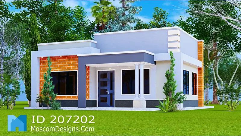 2 Bedroom House Plan: Modern Bungalow Design | ID 207202