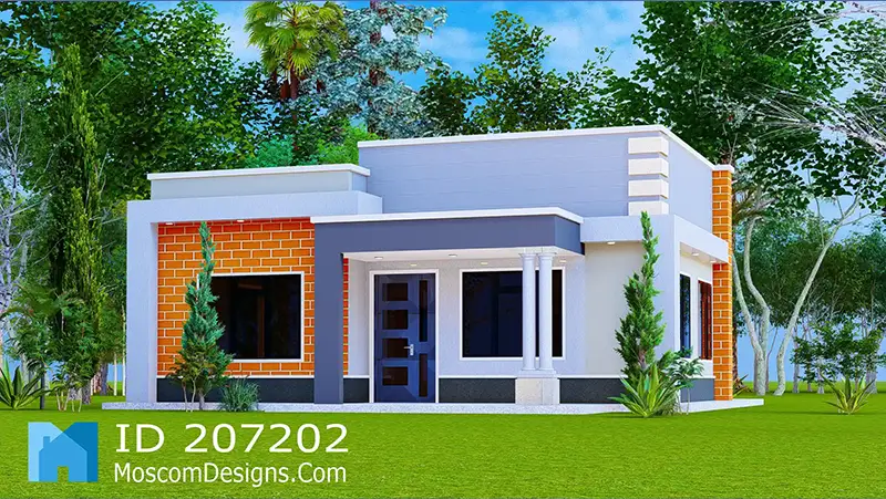 2 Bedroom House Plan: Modern Bungalow Design | ID 207202