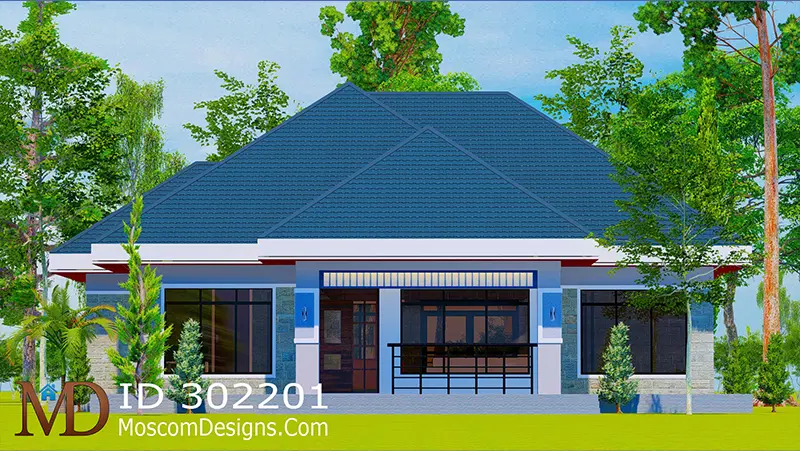 Modern 3-Bedroom Open Kitchen House Plan | ID 302201