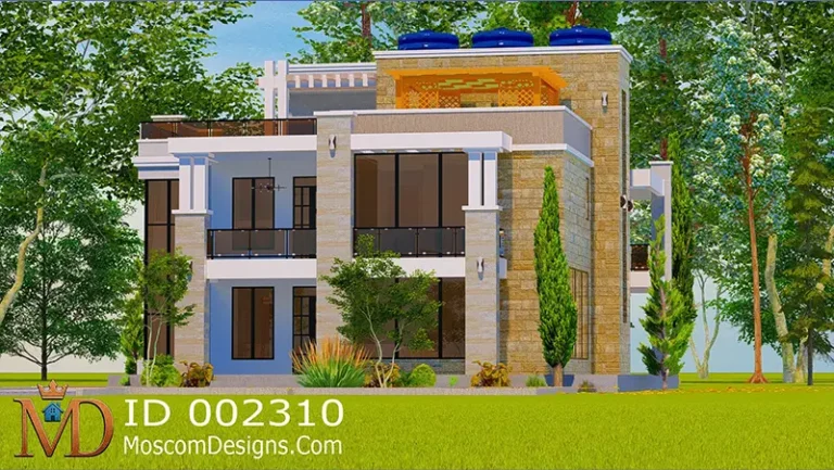 5-bedroom flat-roof maisonette Modern House Design | ID 002310