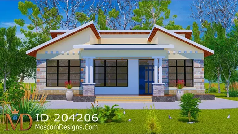 Low-cost 3-bedroom bungalow plan | ID 204206