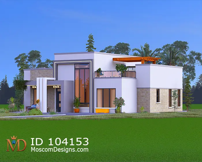 Affordable 4 Bedroom House Plan with Hidden Roof ID 104153