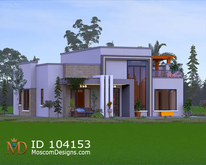 Affordable 4 Bedroom House Plan with Hidden Roof ID 104153