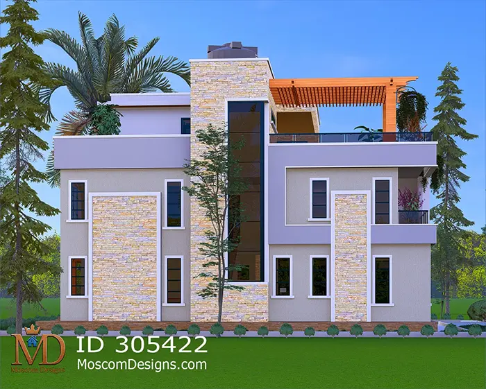 Modern 4 Bedroom House Plan with Rooftop Gym ID 305422