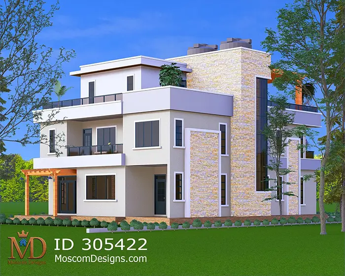 Modern 4 Bedroom House Plan with Rooftop Gym ID 305422