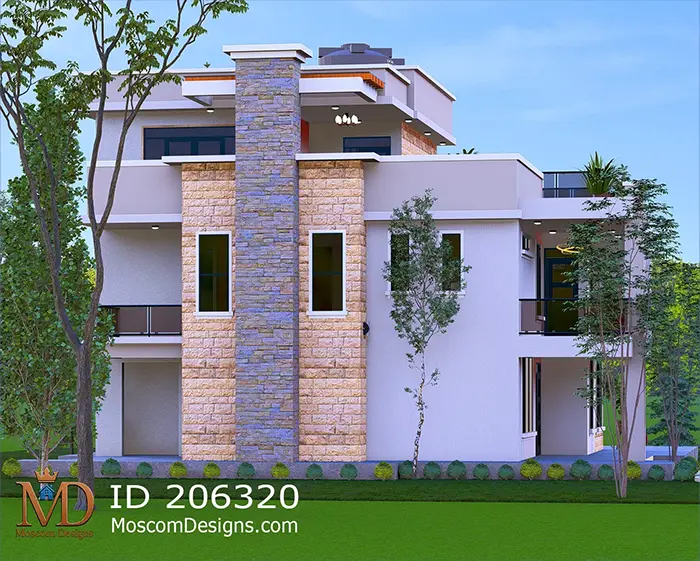 Modern Rooftop Maisonette Plan: 4-Bed House Design ID 206320