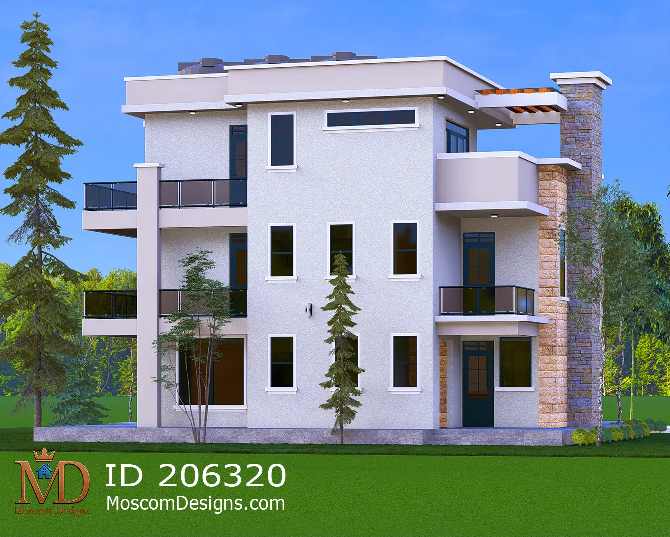 Modern Rooftop Maisonette Plan: 4-Bed House Design ID 206320