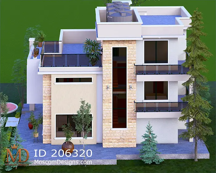 Modern Rooftop Maisonette Plan: 4-Bed House Design ID 206320