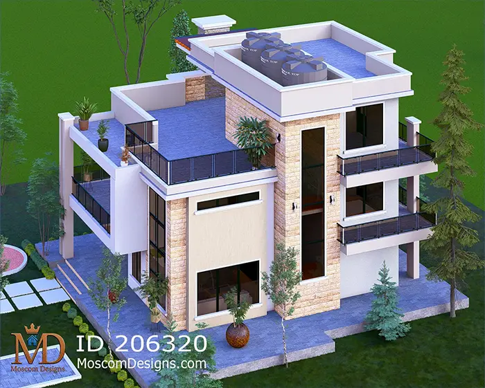 Modern Rooftop Maisonette Plan: 4-Bed House Design ID 206320